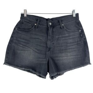 Silver Jeans Co Highly Desirable‎ Black Denim Shorts High Rise Raw Hem Size 34
